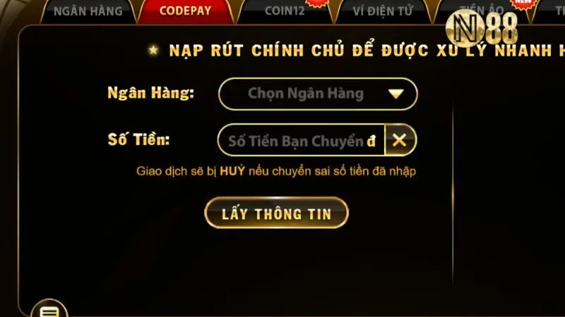 Các lưu ý bạn cần biết khi nạp tiền tại N88